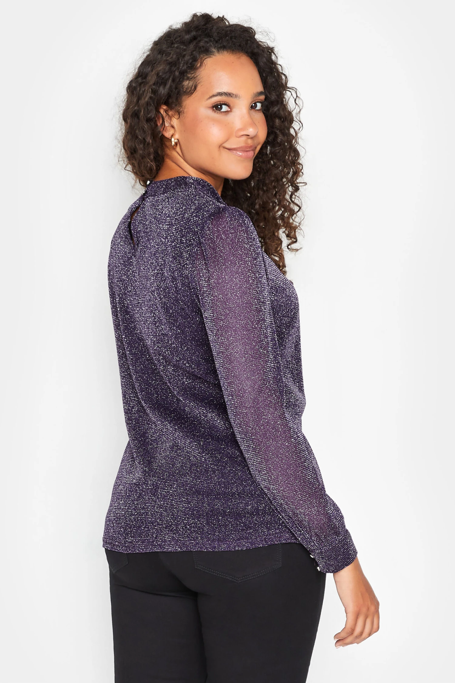 M&Co Purple Shimmer Keyhole Blouse 3 M&Co Purple Shimmer Keyhole Blouse - Image 3