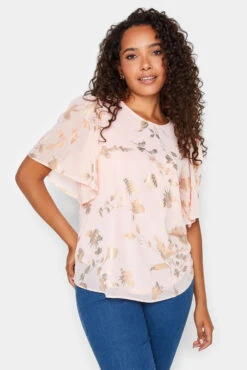 M&Co Light Pink Floral Shimmer Blouse