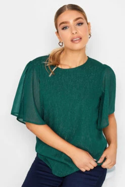 M&Co Green Shimmer Angel Sleeve Blouse -M&Co Sales Store 37bbade0 0506 45 550625 A scaled