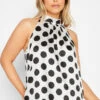 M&Co Grey Spot Print Halterneck Blouse
