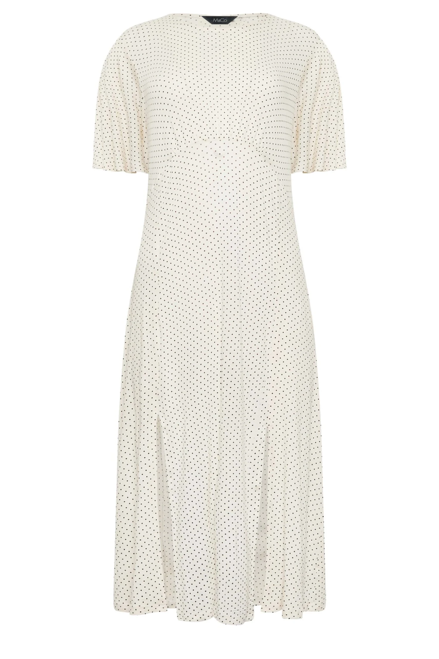 M&Co White Polka Dot Print Angel Sleeve Split Hem Midi Dress 6 M&Co White Polka Dot Print Angel Sleeve Split Hem Midi Dress - Image 6