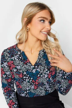 M&Co Black Ditsy Print Notch Neck Cotton T-Shirt -M&Co Sales Store 3821e092 6bf1 45 500212 D scaled