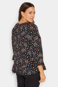 M&Co Black Floral Print Frill Hem Top -M&Co Sales Store 38714b91 d26d 48 550222 C scaled