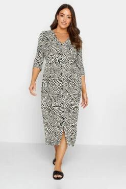 M&Co White Zebra Print Button Through Midaxi Dress