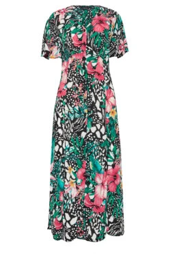 M&Co Black Tropical Mixed Print Midi Tea Dress -M&Co Sales Store 3a1b1c41 9732 42 550683 X scaled