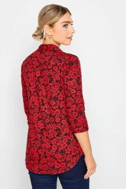 M&Co Red Floral Half Placket Jersey Shirt -M&Co Sales Store 3a2e2fba c1be 49 550524 C scaled
