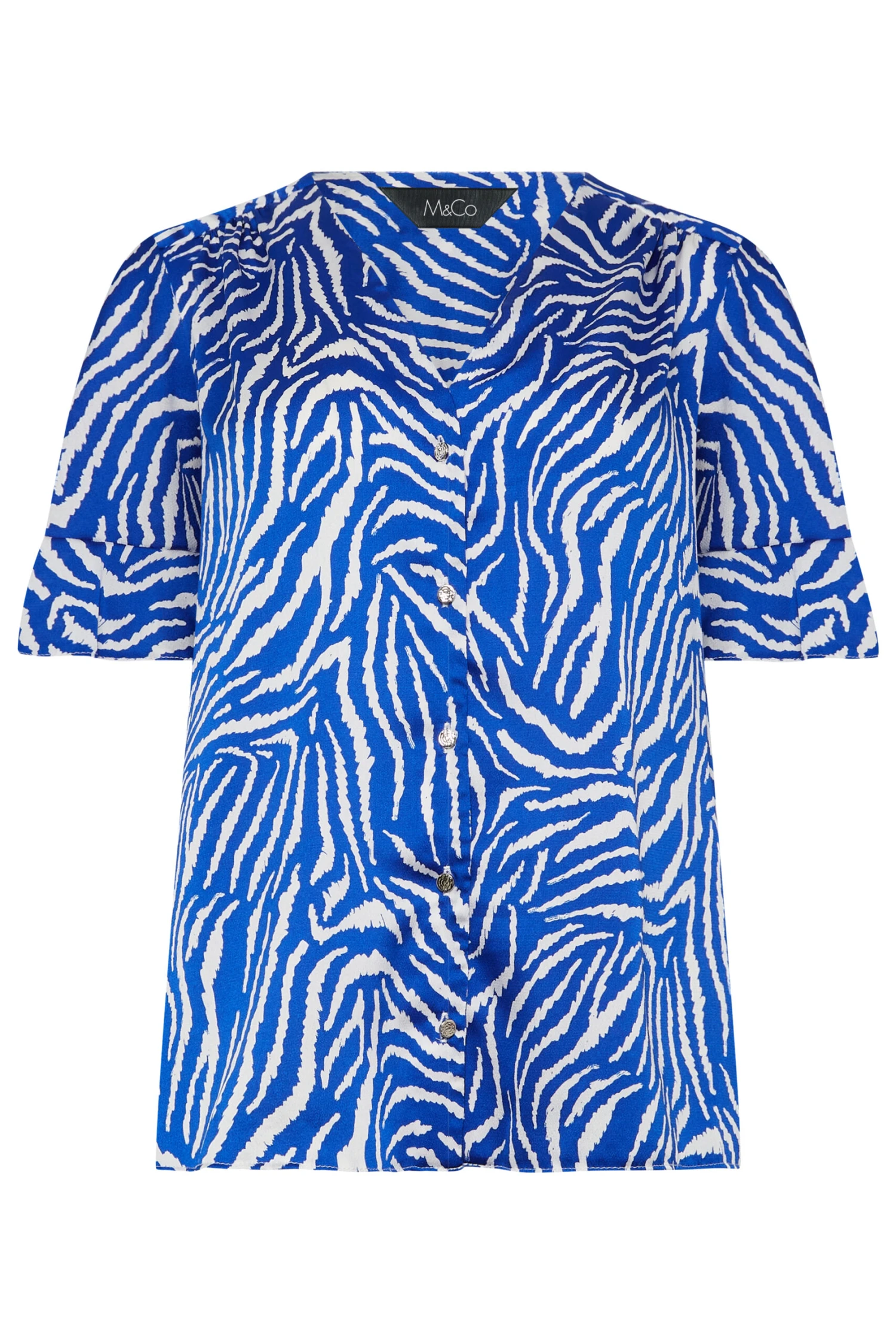 M&Co Cobalt Blue Zebra Print Shirt 6 M&Co Cobalt Blue Zebra Print Shirt - Image 6