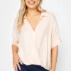 M&Co Light Pink V-Neck Collared Shirt