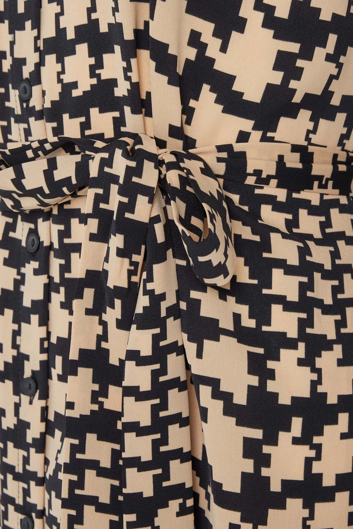 M&Co Natural Brown Dogtooth Check Print Shirt Dress 5 M&Co Natural Brown Dogtooth Check Print Shirt Dress - Image 5