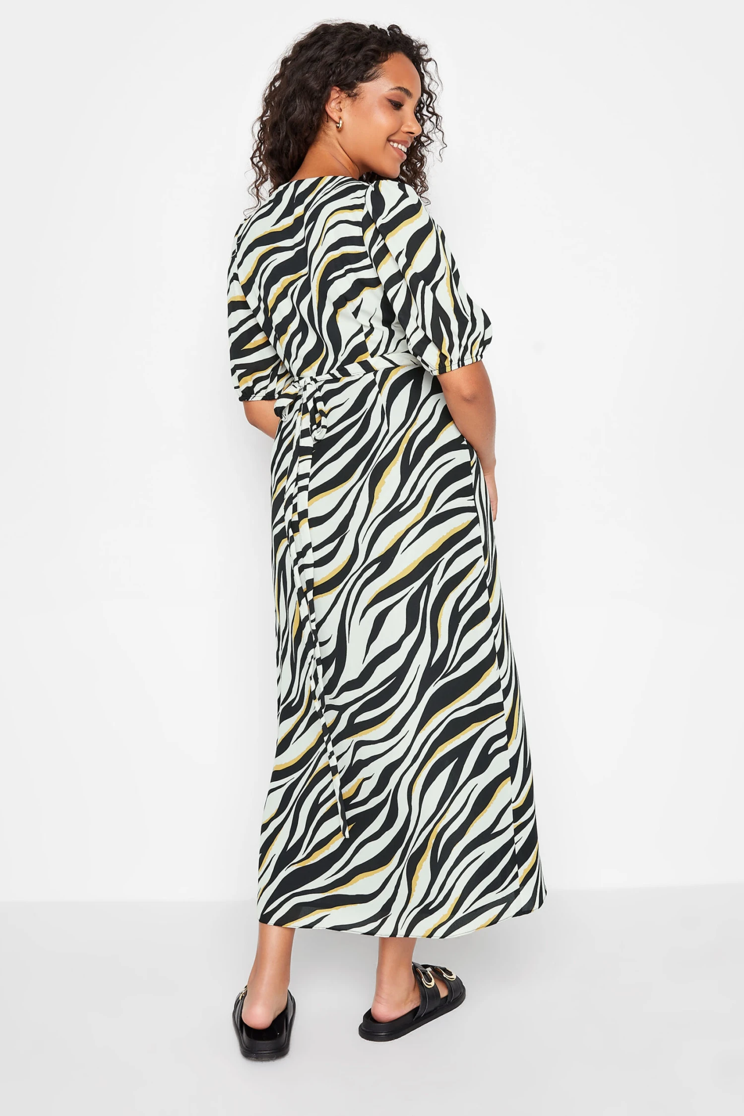 M&Co Black Zebra Print Wrap Dress 3 M&Co Black Zebra Print Wrap Dress - Image 3