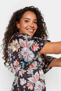 M&Co Black Floral Tie Back Blouse -M&Co Sales Store 3c457853 98a7 46 550276 D scaled