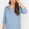 M&Co Blue Ribbed V-Neck Shirt