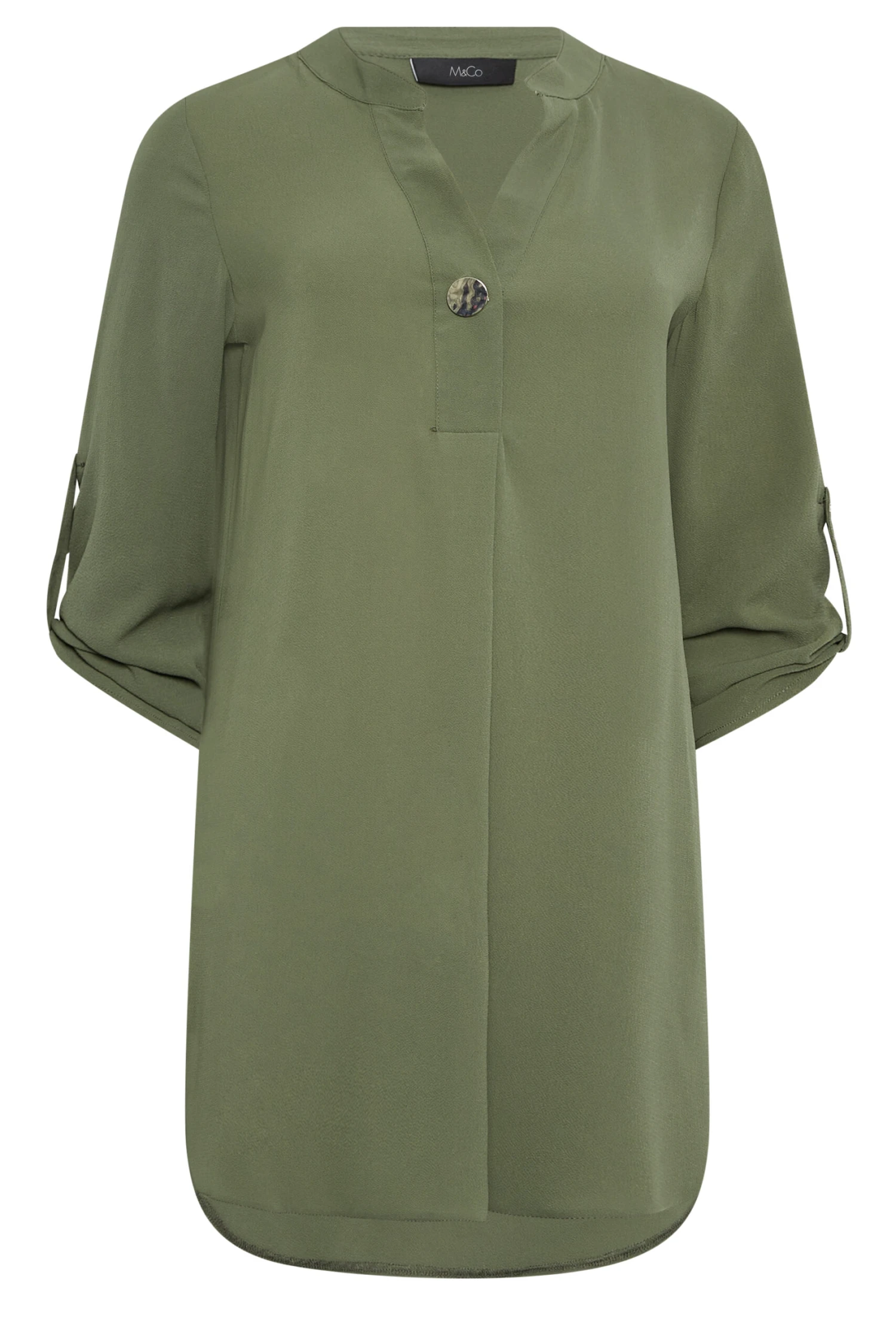 M&Co Green Statement Button Tab Sleeve Shirt 6 M&Co Green Statement Button Tab Sleeve Shirt - Image 6
