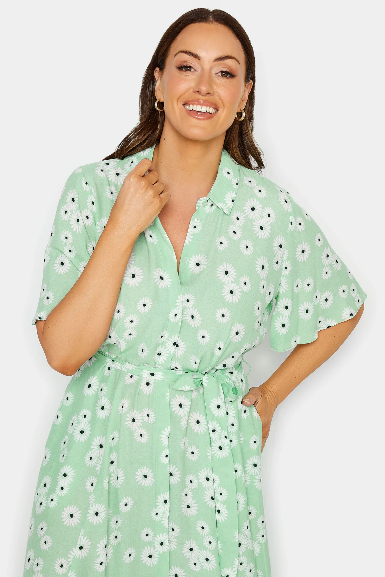 M&Co Mint Green Daisy Print Maxi Shirt Dress 4 M&Co Mint Green Daisy Print Maxi Shirt Dress - Image 4