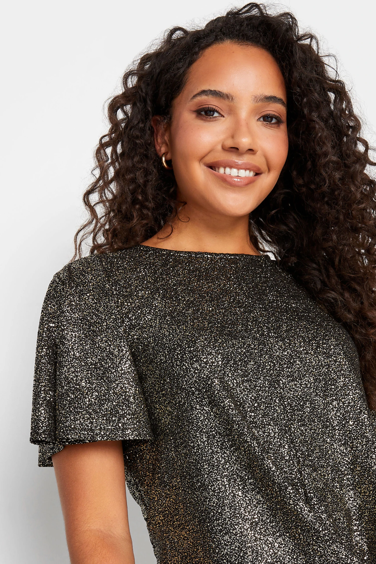 M&Co Black & Gold Glitter Angel Sleeve Top 4 M&Co Black & Gold Glitter Angel Sleeve Top - Image 4