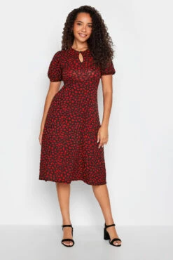 M&Co Red Animal Print Keyhole Maxi Dress