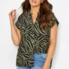 M&Co Khaki Green Zebra Print Shirt