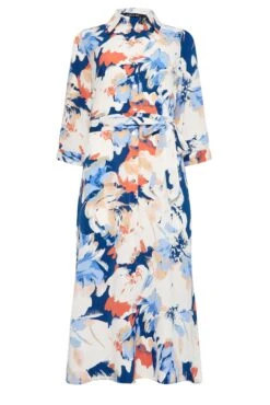 M&Co White & Blue Floral Print Button Through Shirt Dress -M&Co Sales Store 40249503 4091 4a 550573 X scaled