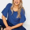 M&Co Cobalt Blue Frill Sleeve Blouse