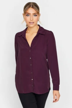 M&Co Dark Purple Tie Back Tunic Shirt