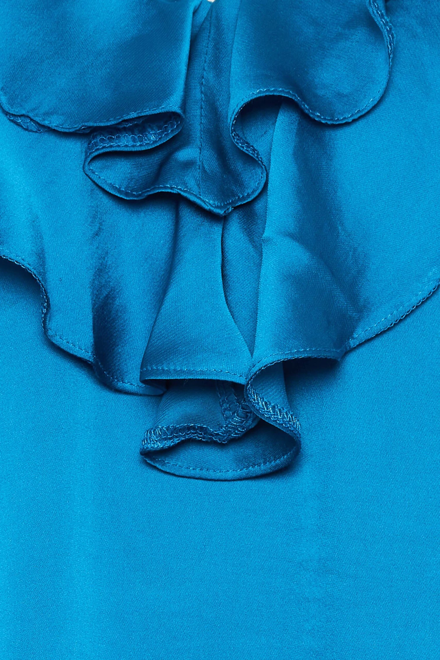 M&Co Blue Frill Front Satin Blouse 5 M&Co Blue Frill Front Satin Blouse - Image 5