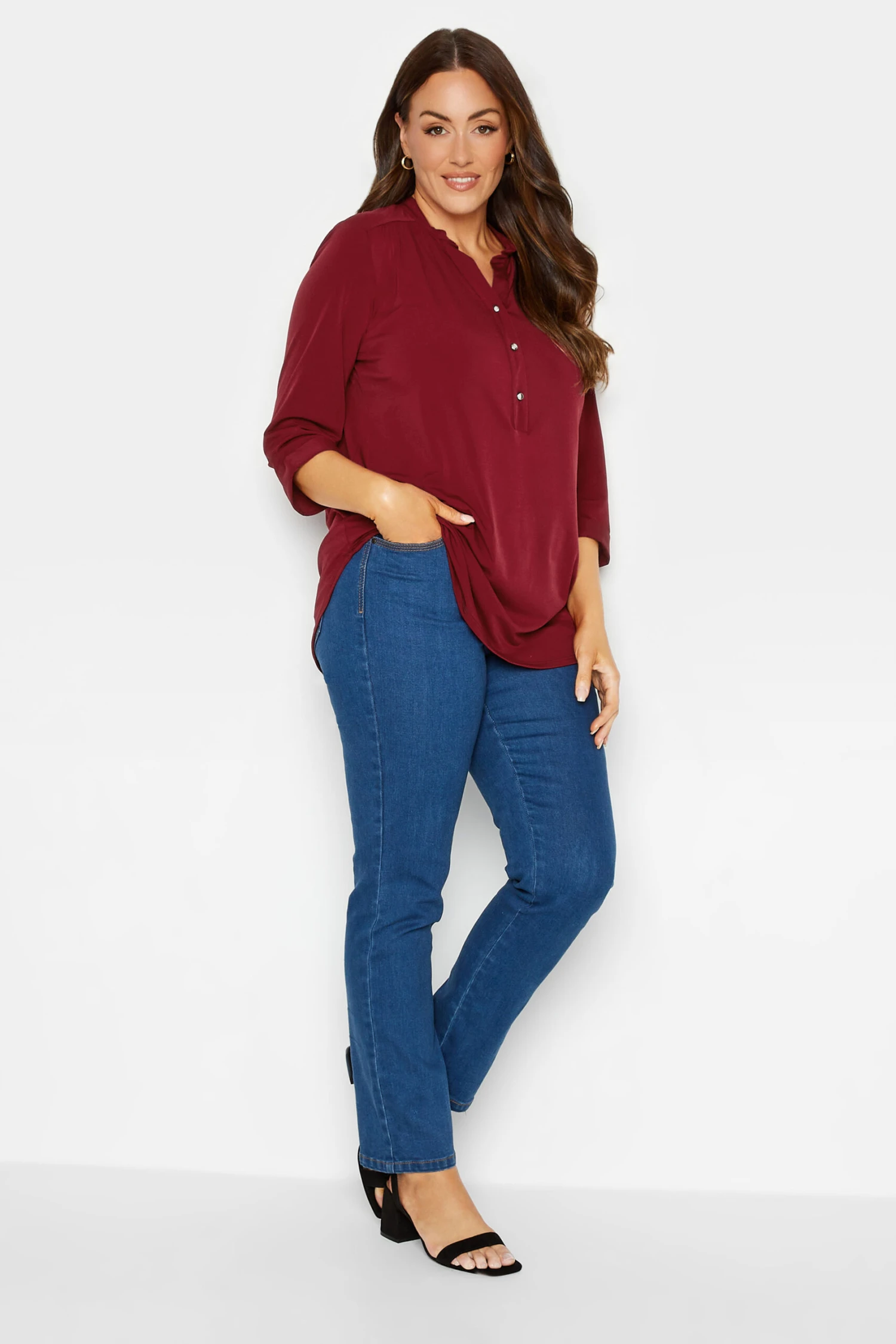 M&Co Red Placket Jersey Shirt 2 M&Co Red Placket Jersey Shirt - Image 2