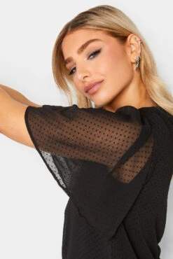 M&Co Black Dobby Angel Sleeve Blouse -M&Co Sales Store 4258a248 ac58 4d 550621 D scaled