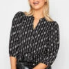 M&Co Black Chain Print V-Neck Blouse