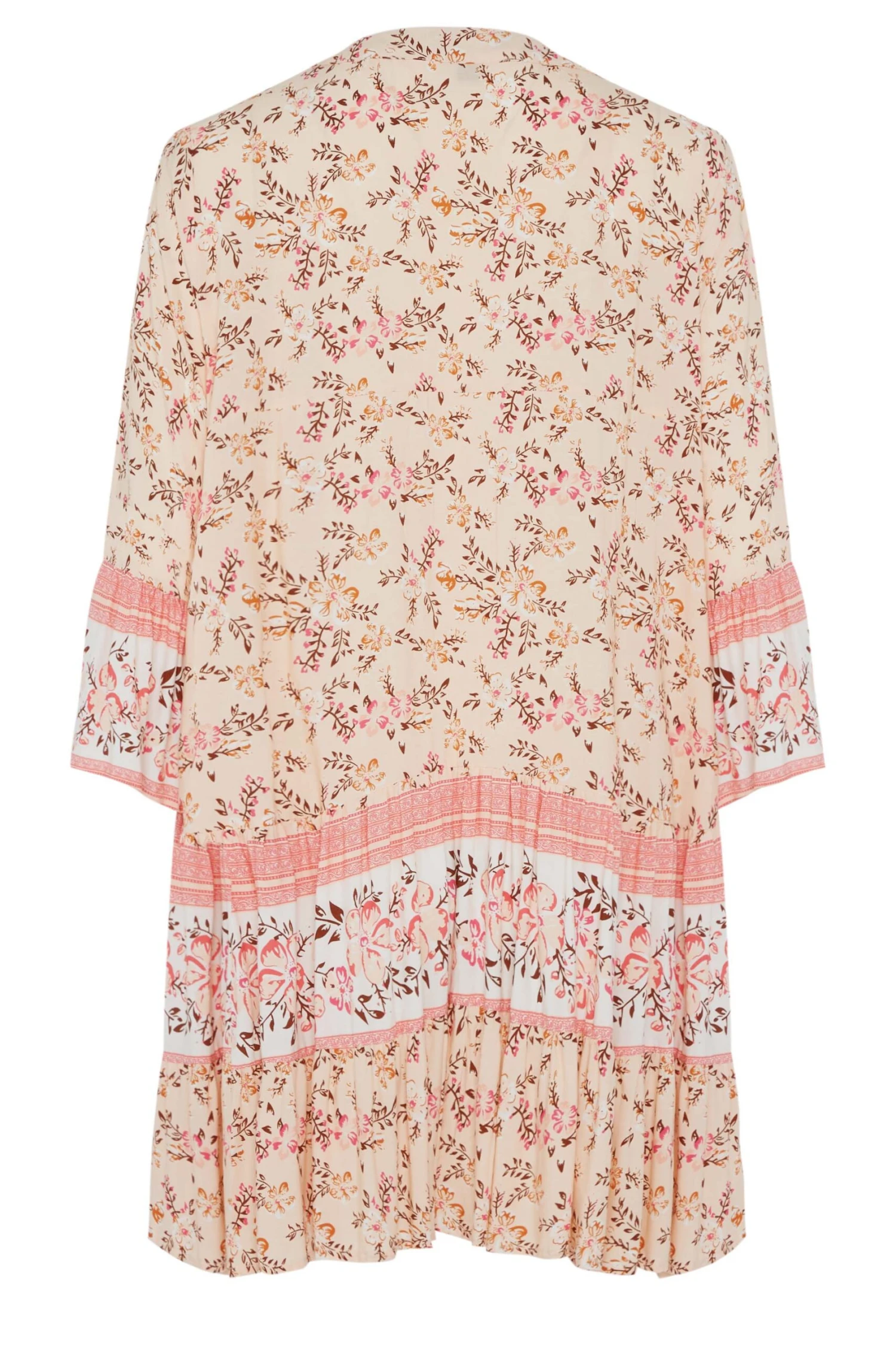 M&Co Orange Floral Print Tiered Swing Dress 8 M&Co Orange Floral Print Tiered Swing Dress - Image 8