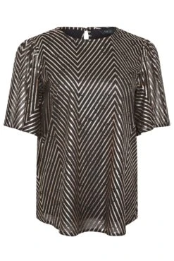 M&Co Black & Rose Gold Chevron Angel Sleeve Blouse 11 M&Co Black & Rose Gold Chevron Angel Sleeve Blouse -M&Co Sales Store 433c1025 11cd 46 550170 X scaled