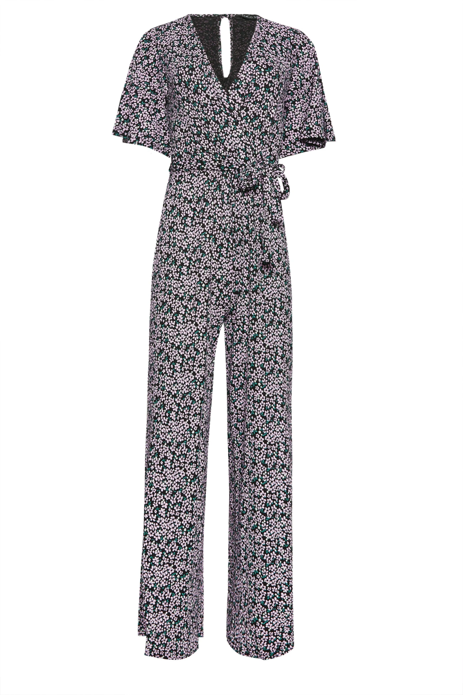 M&Co Black Ditsy Print Wrap Wide Leg Jumpsuit 6 M&Co Black Ditsy Print Wrap Wide Leg Jumpsuit - Image 6
