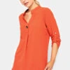 M&Co Orange Long Sleeve Button Blouse
