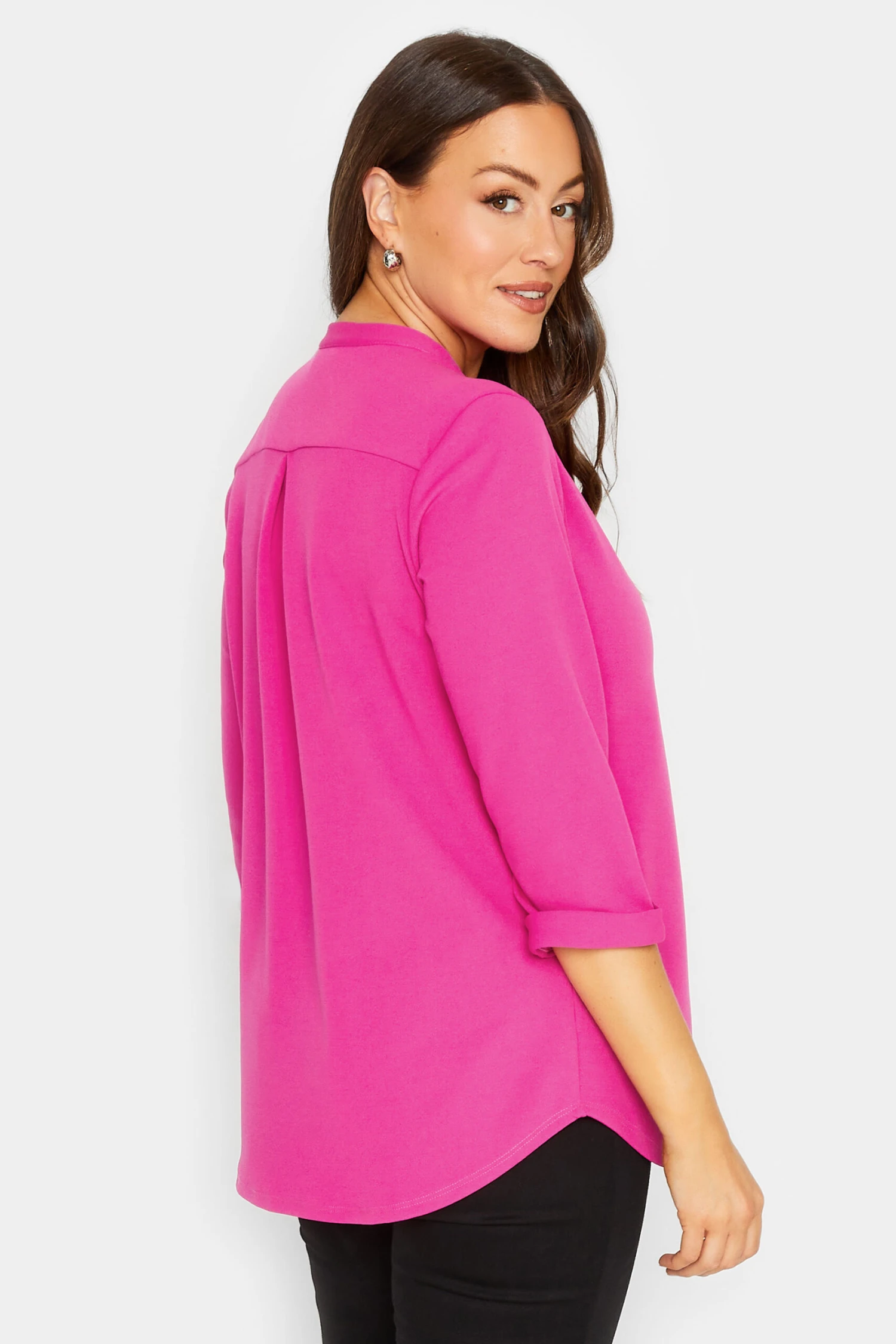 M&Co Hot Pink Half Placket Jersey Shirt 3 M&Co Hot Pink Half Placket Jersey Shirt - Image 3