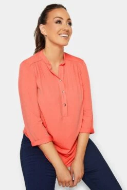 M&Co Coral Orange Half Placket Shirt -M&Co Sales Store 452b44c7 1129 4e 550155 D scaled