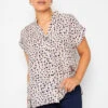 M&Co White Spot Print V-Neck Blouse