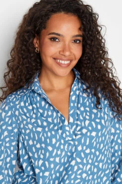 M&Co Blue Brush Stroke Print Half Placket Shirt -M&Co Sales Store 465d5a27 3fc0 4e 550570 D scaled