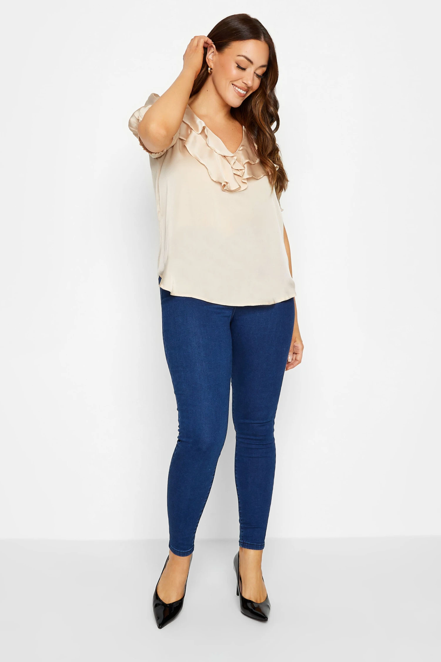 M&Co Nude Frill Front Blouse 2 M&Co Nude Frill Front Blouse - Image 2