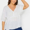 M&Co White Broderie V-Neck Blouse