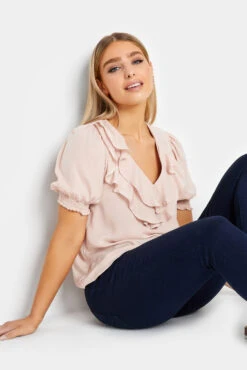 M&Co Blush Pink Frill Front Blouse