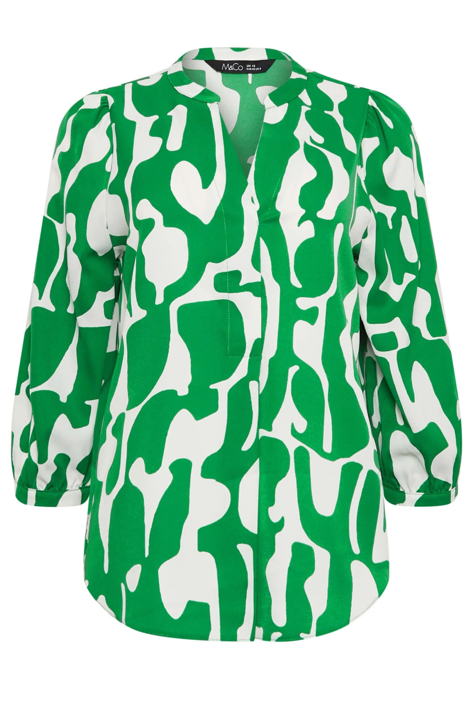 M&Co Green & White Abstract Print 3/4 Sleeve Blouse 6 M&Co Green & White Abstract Print 3/4 Sleeve Blouse - Image 6