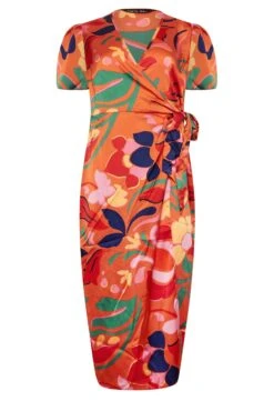 M&Co Orange Floral Print Wrap Dress -M&Co Sales Store 4a3214fe 9de6 47 550481 X scaled