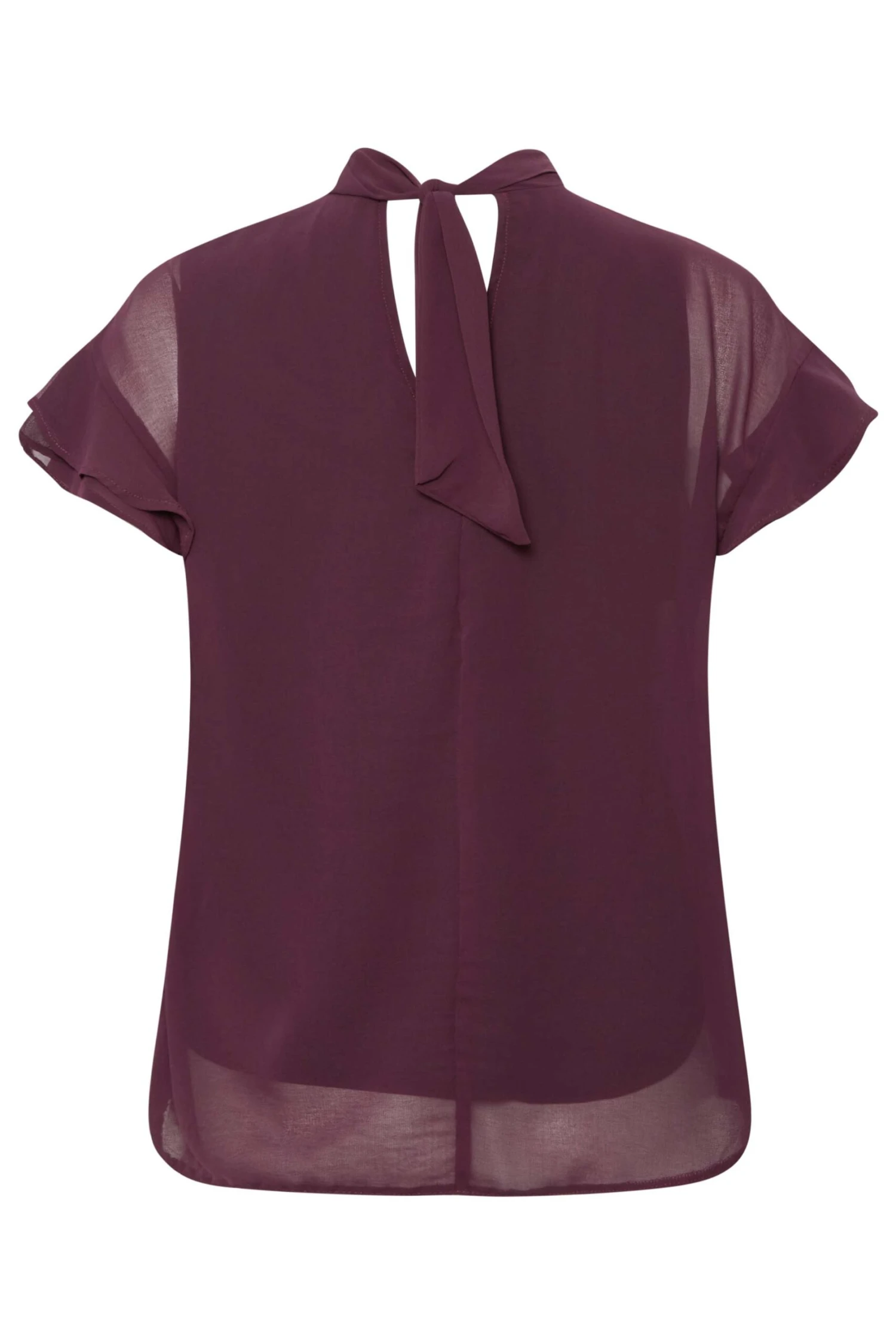 M&Co Dark Purple High Neck Frill Sleeve Blouse 7 M&Co Dark Purple High Neck Frill Sleeve Blouse - Image 7