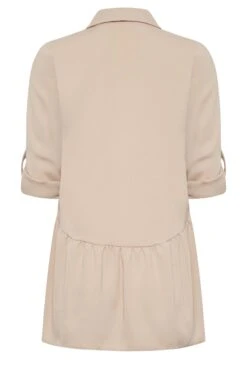 M&Co Beige Brown Frill Hem Shirt -M&Co Sales Store 4bf526ca 971e 4e 550042 Y scaled