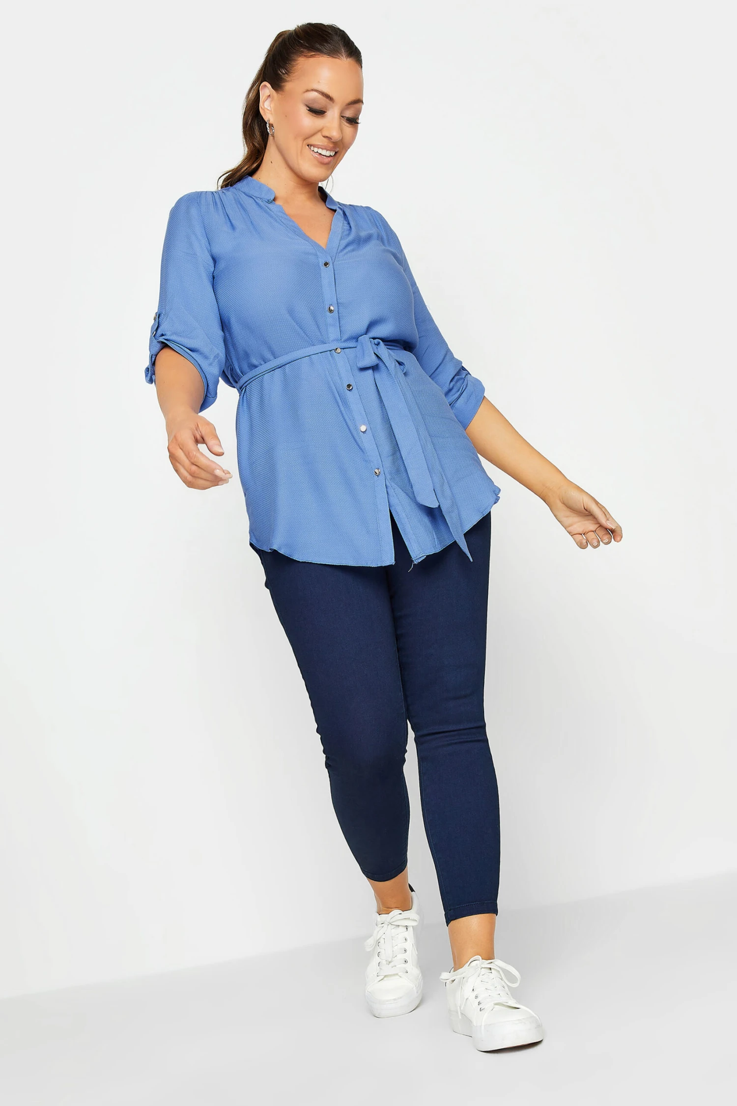 M&Co Blue Tie Waist Blouse 2 M&Co Blue Tie Waist Blouse - Image 2