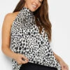 M&Co White Spot Print Halter Neck Blouse