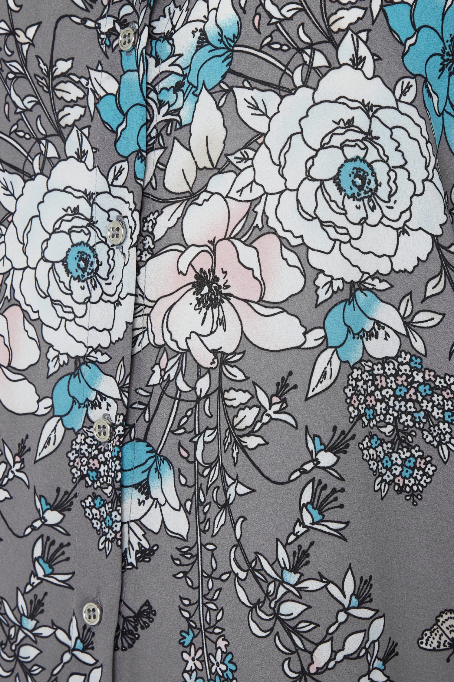 M&Co Grey Floral Print Tie Shirt 5 M&Co Grey Floral Print Tie Shirt - Image 5