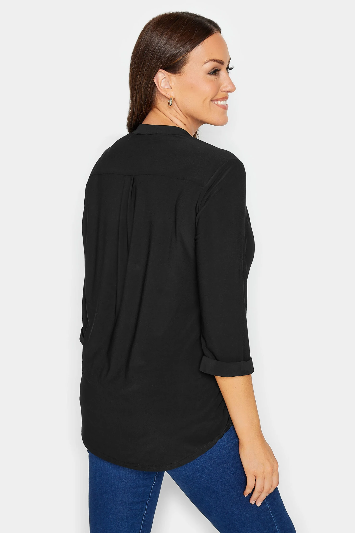 M&Co Black Half Placket Jersey Shirt 4 M&Co Black Half Placket Jersey Shirt - Image 4