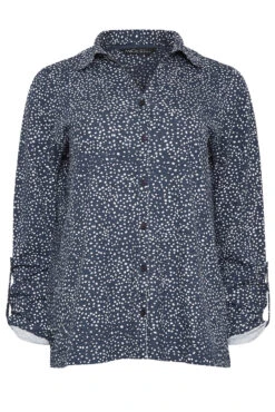 M&Co Navy Blue Spot Print Cotton Shirt -M&Co Sales Store 4f3e443a 29f4 44 500222 X scaled
