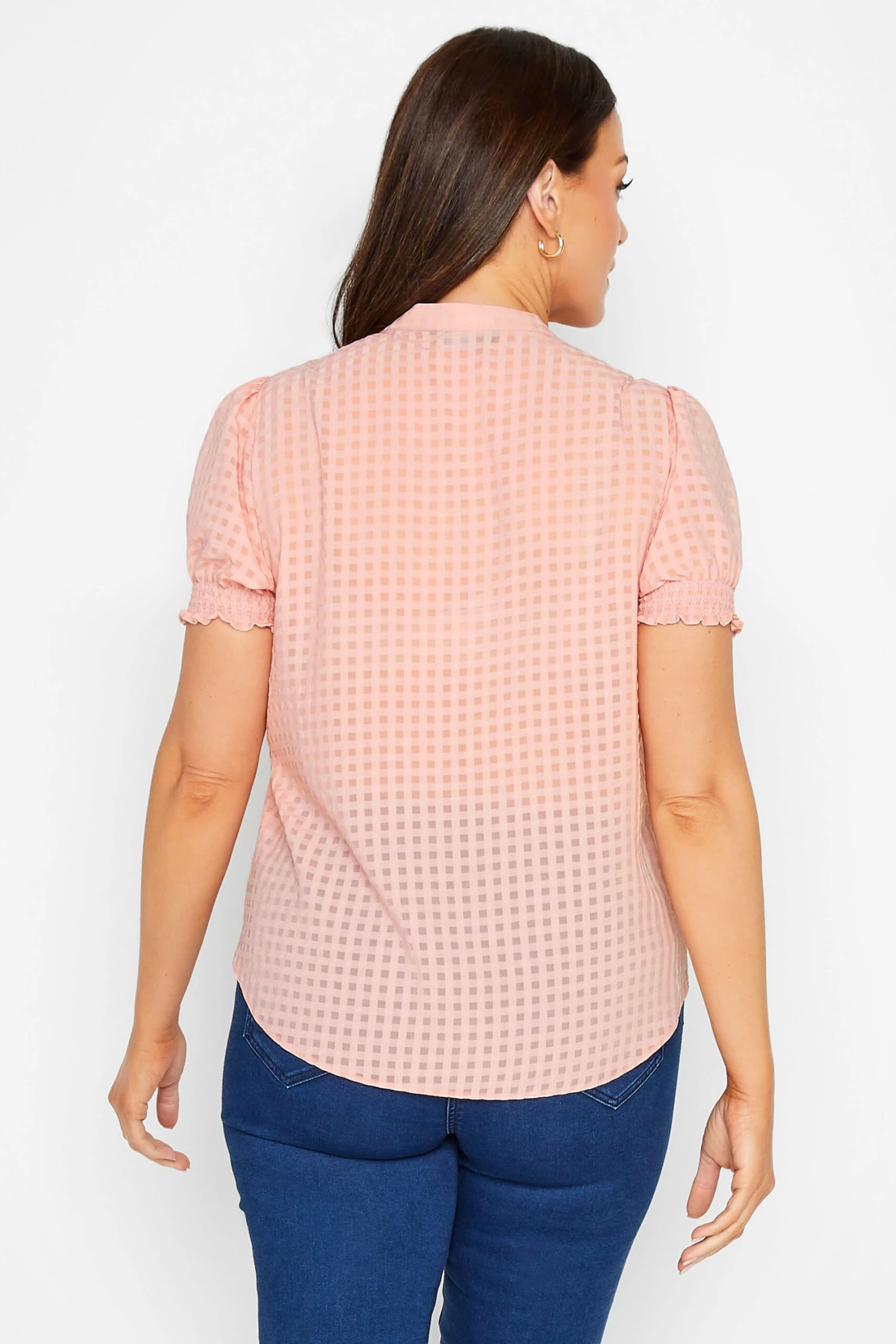 M&Co Pink Gingham Frill Front Blouse 3 M&Co Pink Gingham Frill Front Blouse - Image 3