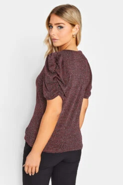 M&Co Red & Silver Glitter Ruched Sleeve Blouse -M&Co Sales Store 5006b6a6 4b76 40 550253 C scaled